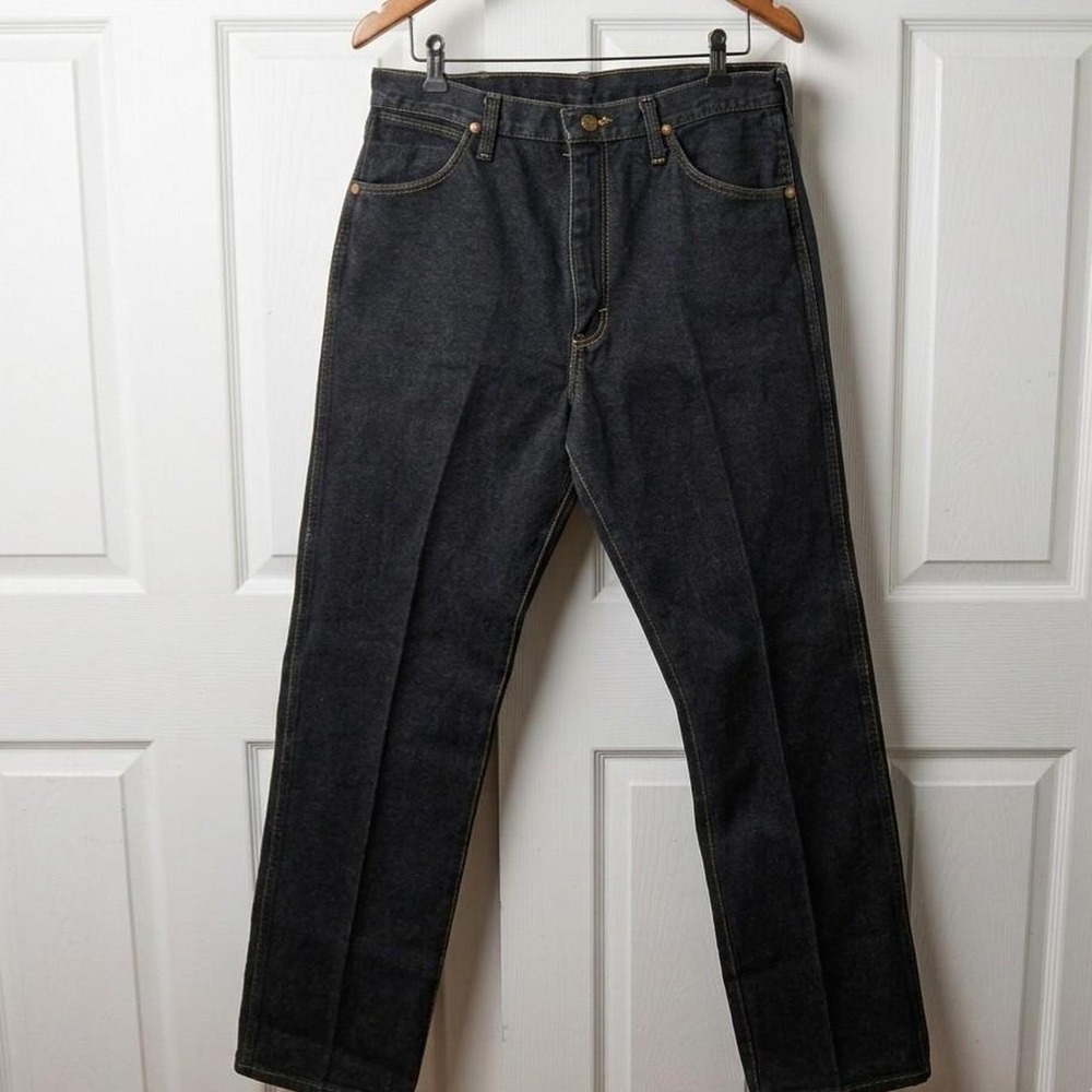 Vtg Wrangler 13MWZPB Black Cowboy Cut Jeans Made in USA Mens 34x34 EUC